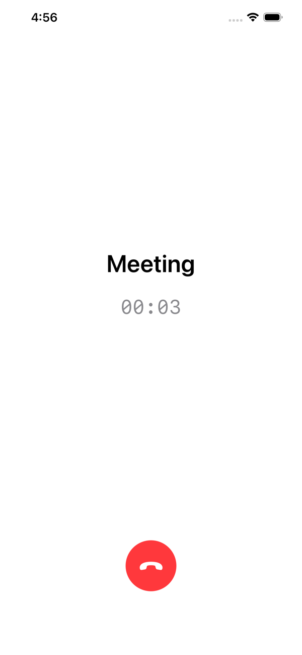 An incoming Meeting screen, styled like a phone call
