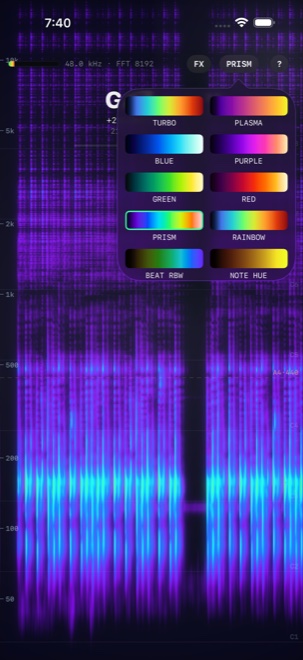 The palette picker showing all 12 color schemes
