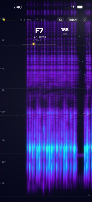 The Prism palette applied to the spectrogram